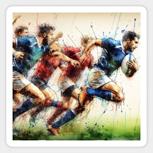 Artistic illustration of men playing rugby Magnet